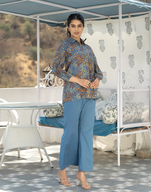 AAINA BLUEFRONT TIE-UP CO-ORD SET
