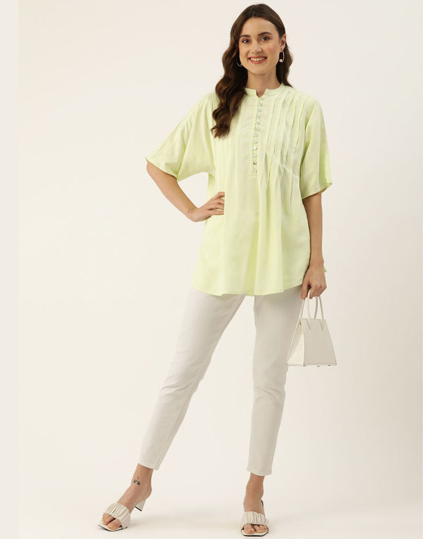 DIONA MINT GREEN OVERSIZED DOBBY TOP