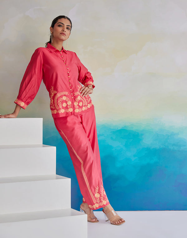Shalimar Embroidered Peach Co-ord Set