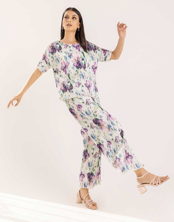 Rachael floral pleated co-ord set of two