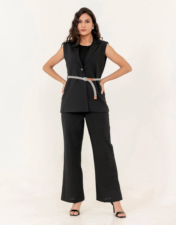 SIENNA BLACK  SLEEVELESS 2 PC  BLAZER SET