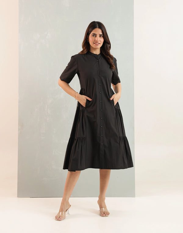 LISA BLACK SOLID DRESS