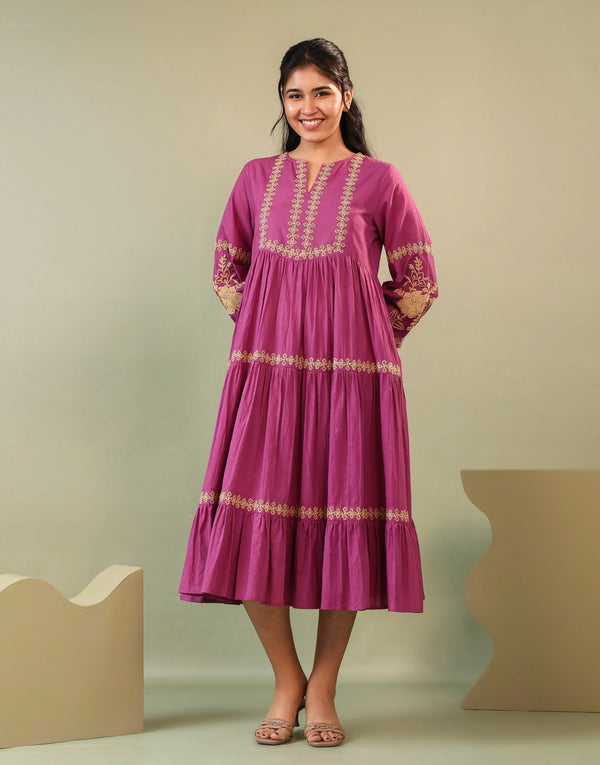 ANZU PURPLE EMBROIDERED DRESS