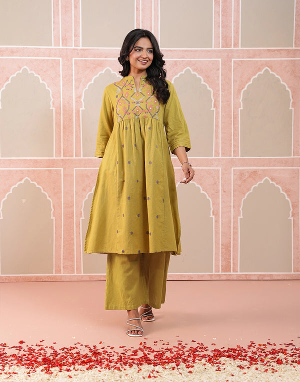 TIA GREEN EMBROIDERED TOPS