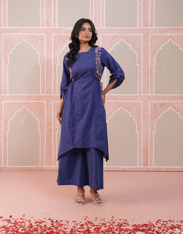 NEELAM -ROYAL BLUE EMBROIDERED KURTA SET