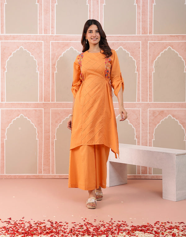 NEELAM -ORANGE EMBROIDERED KURTA SET