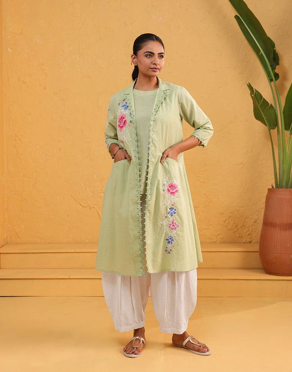 MONACO GREEN EMBROIDERED 3PCS SET