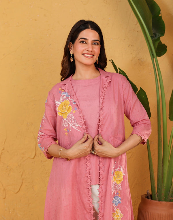 MONACO PINK EMBROIDERED 3PCS SET