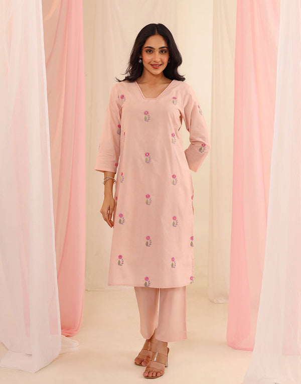 AABRO PINK EMBROIDERED KURTA SET