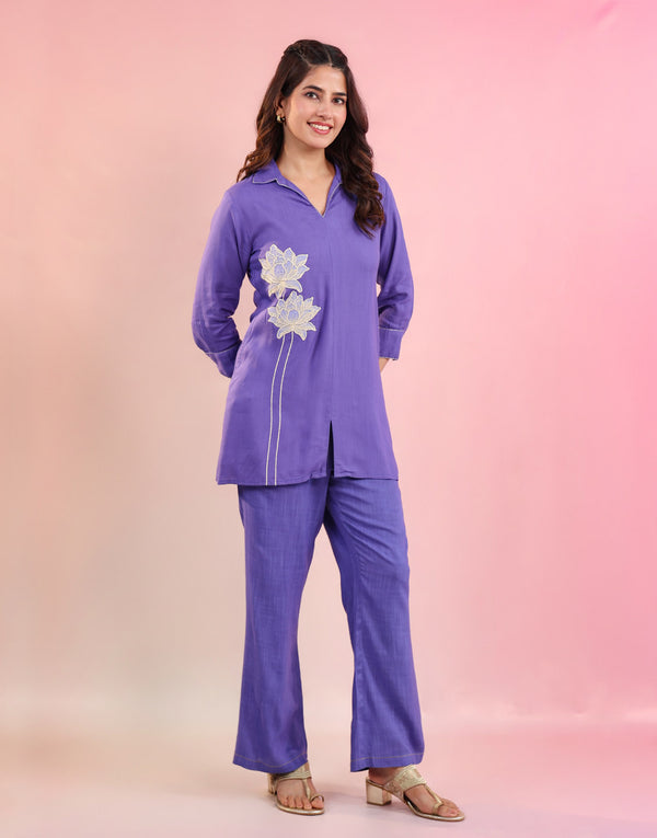 AALIMA PURPLE PATCH EMBROIDERED CO-ORD