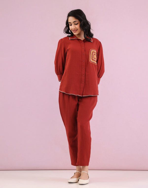 AUDREY RUST  CROCHET CO-ORD SET
