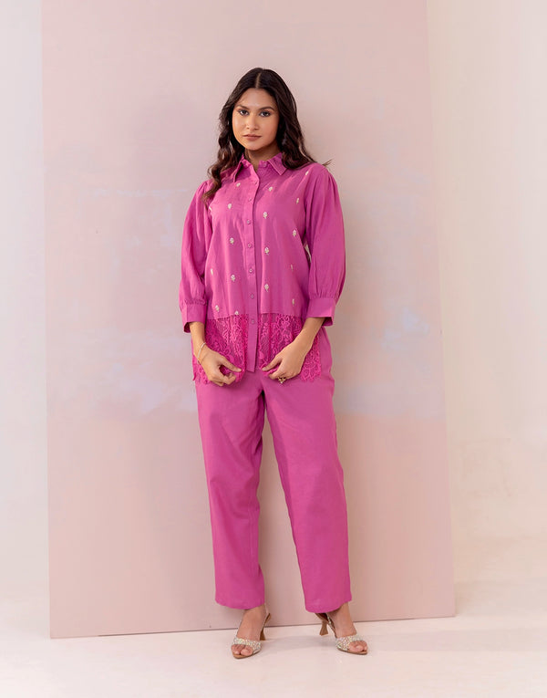 CALISTA PINK EMBROIDERED CO-ORD SET
