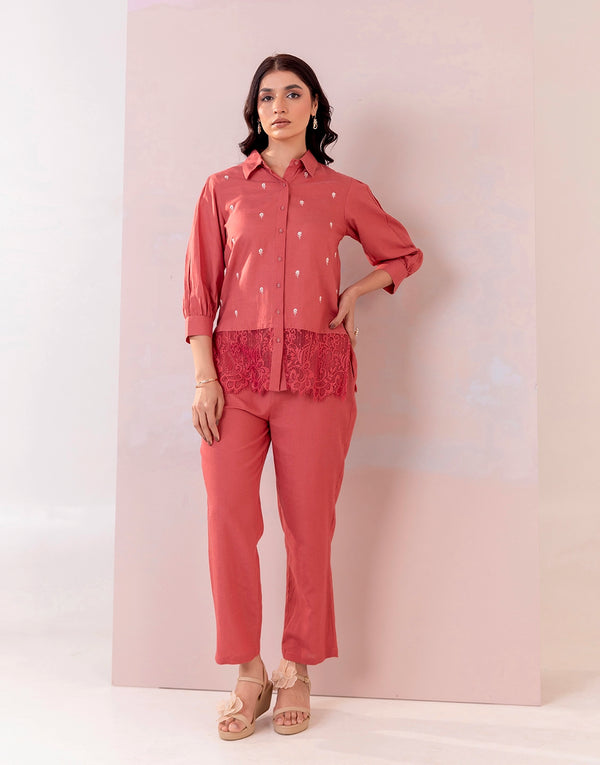 CALISTA RUST EMBROIDERED CO-ORD SET