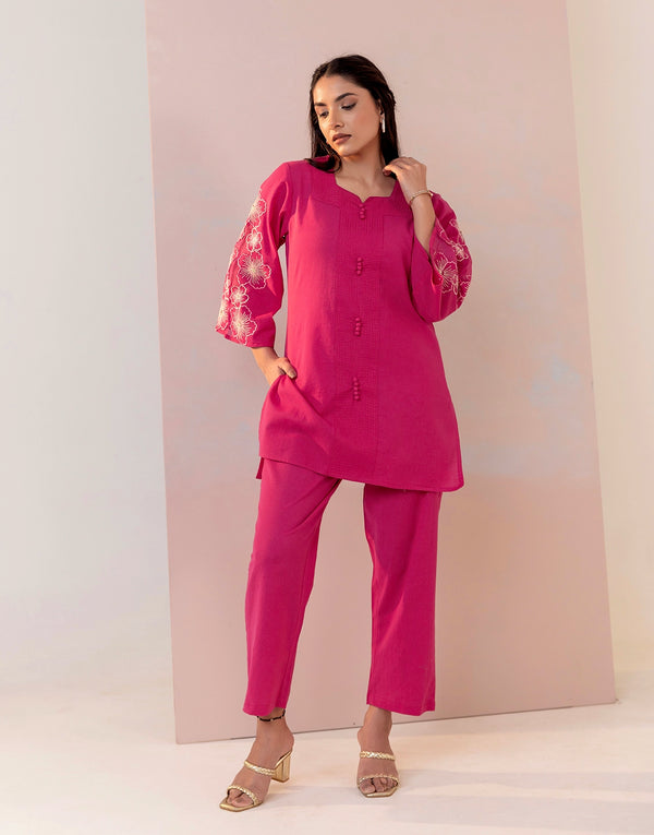 CELESTIA PINK EMBROIDERED CO-ORD SET
