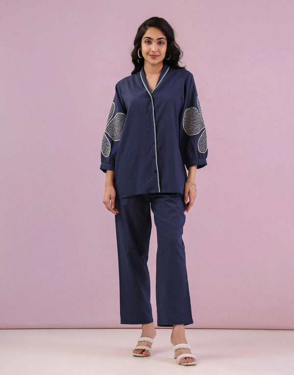DANNY BLUE EMBROIDERED CO-ORD SET