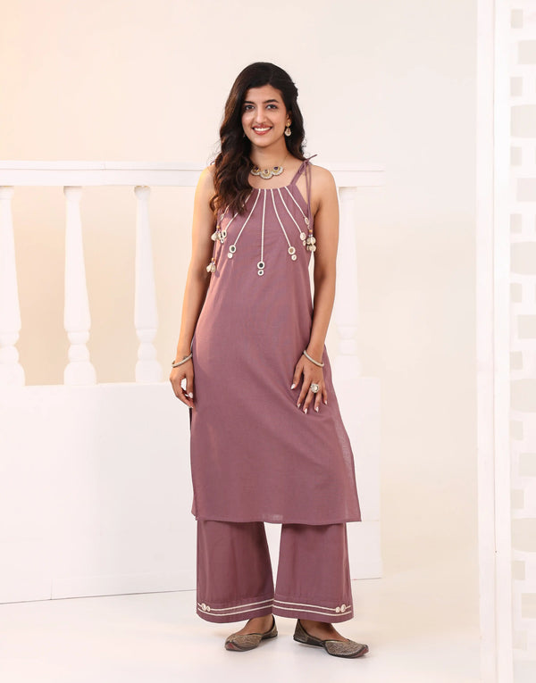 DEVIKA PURPLE EMBROIDERED KURTA SET