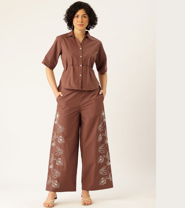 EMBEE BROWN EMBROIDERED CO-ORD