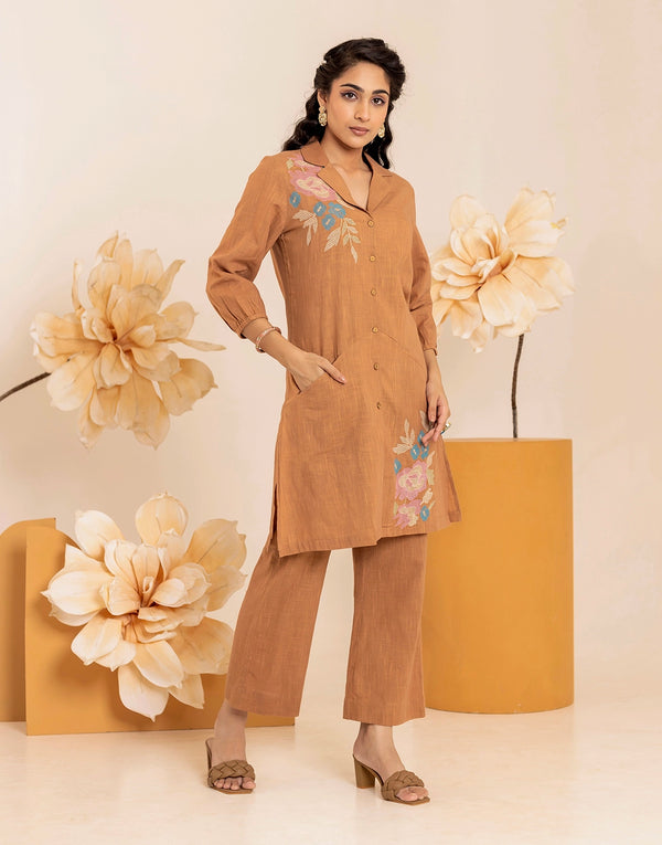 Etta beige embroidered kurta set