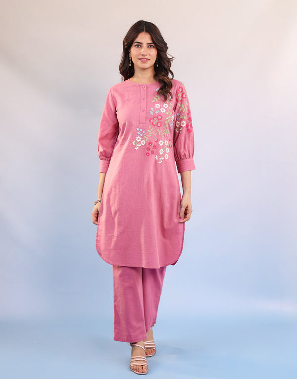 FAIZAH  PINK EMBROIDERED KURTA SET