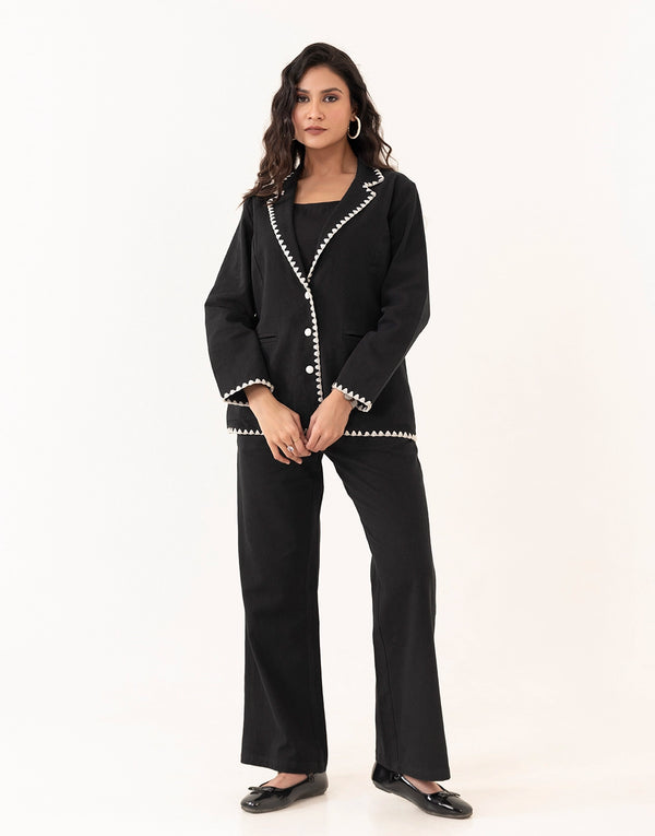 GRACE BLACK 3  PCS BLAZER SET