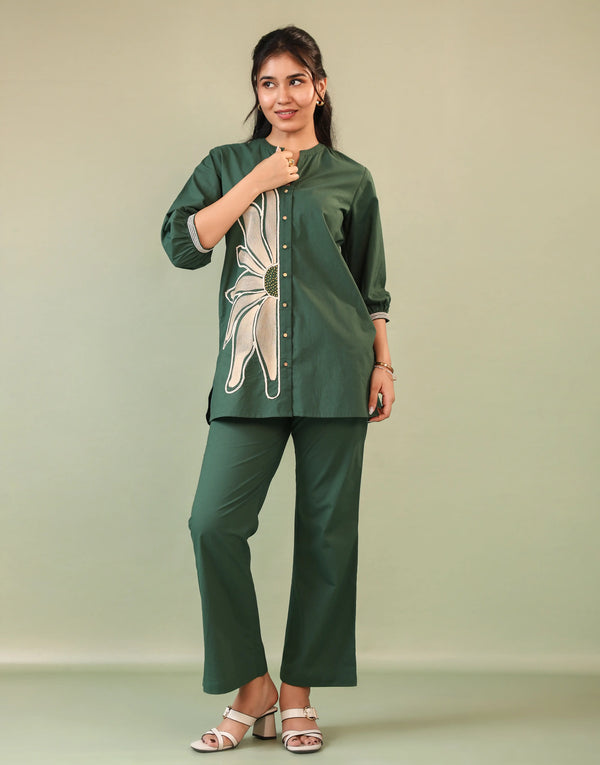HARSHI GREEN EMBROIDERED CO-ORD SET