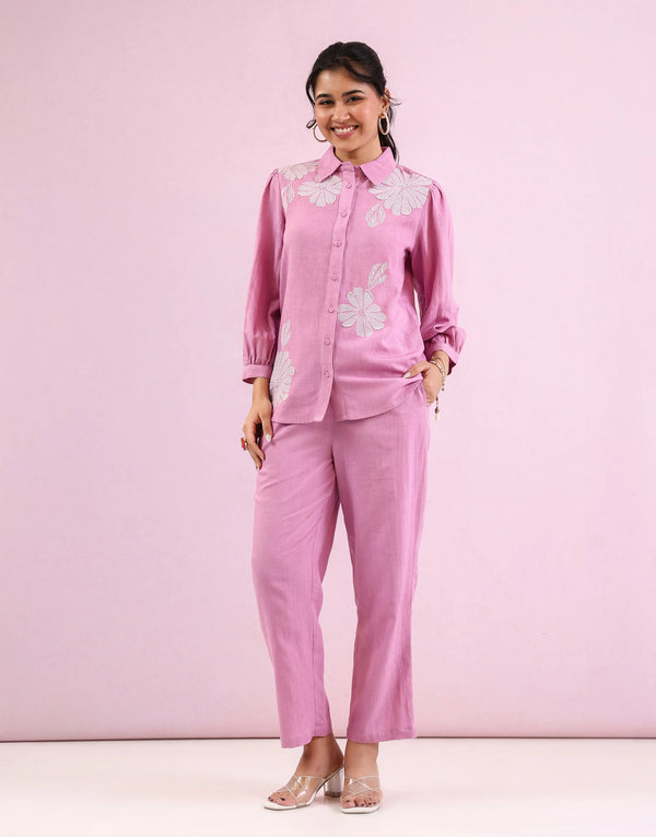 HAZEL LILAC EMBROIDERED CO-ORD SET