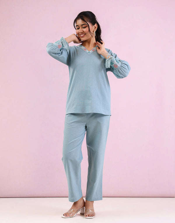 JIMMY SAGE  EMBROIDERED CO-ORD SET