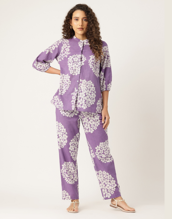 JUNO PURPLE PRINTED CO-ORD SET