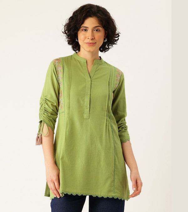KOYA GREEN EMBROIDERED TOP