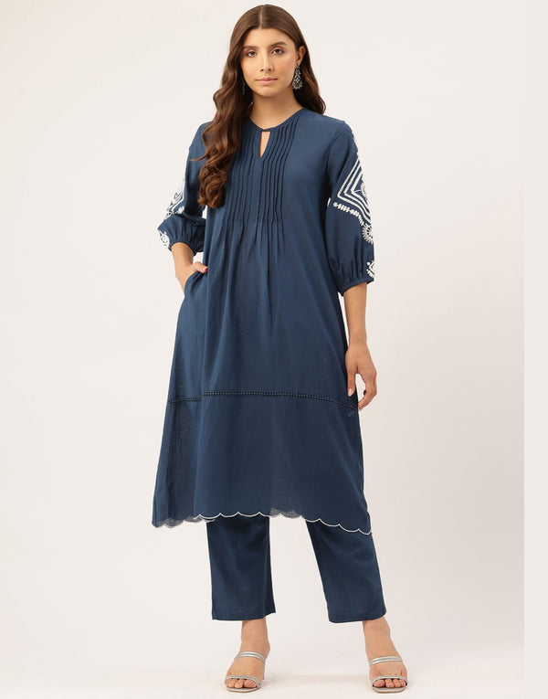 MADHU BLUE EMBROIDERED KURTA SET