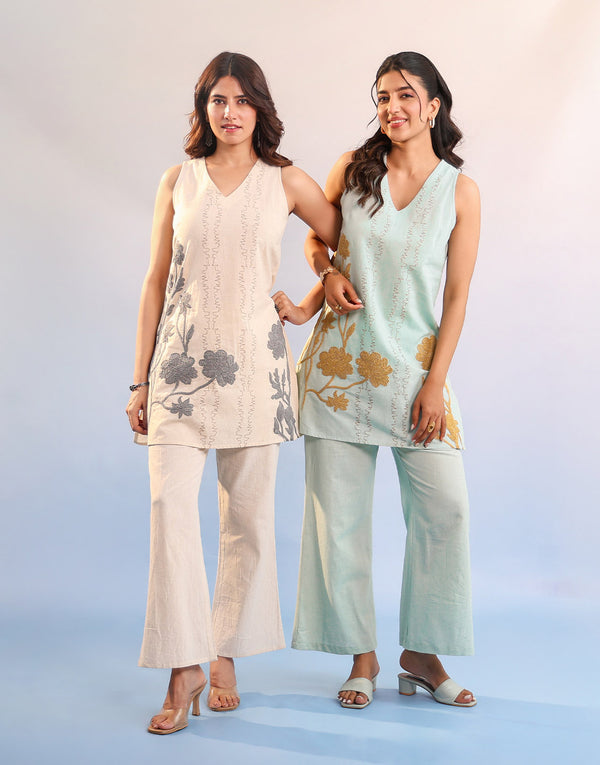 MALLIKA OFF WHITE EMBROIDERED CO-ORD SET