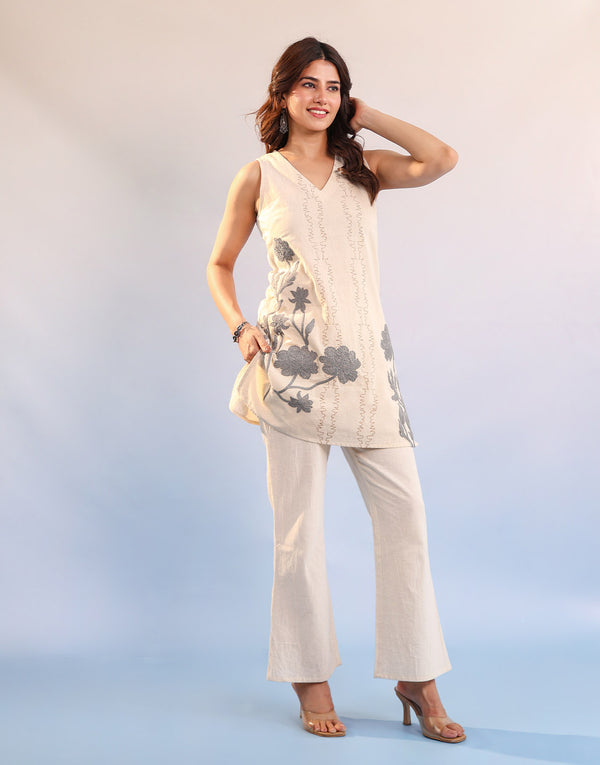 MALLIKA OFF WHITE EMBROIDERED CO-ORD SET