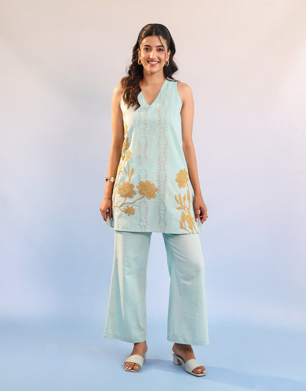 MALLIKA SHAGE GREEN EMBROIDERED CO-ORD SET