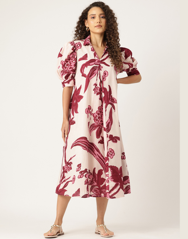 MARGARETA PINK PRINTED DRESS