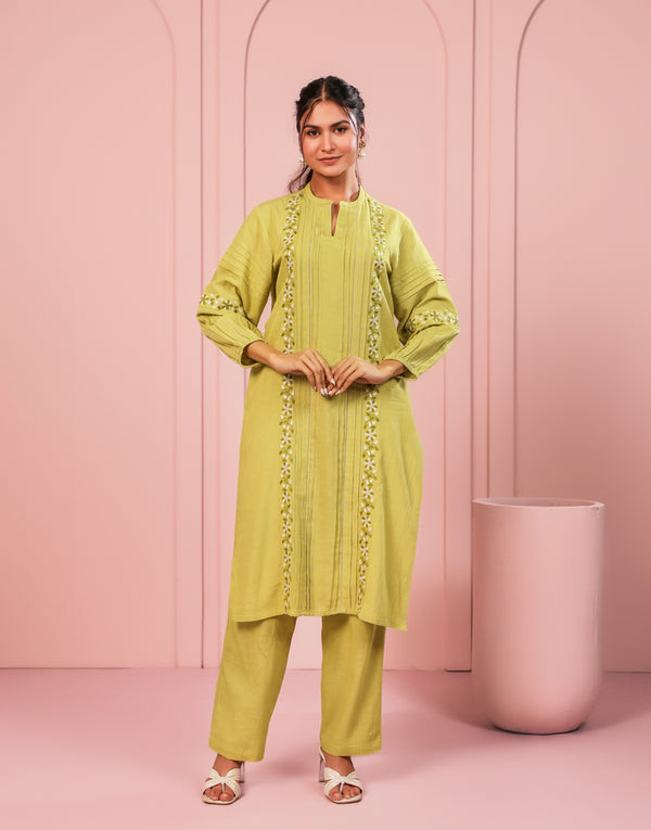 MEHER GREEN EMBROIDERED KURTA SET