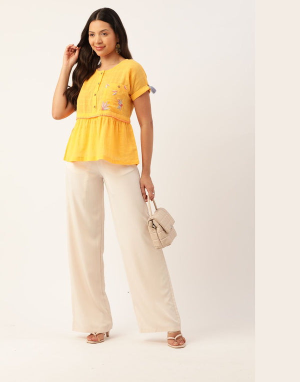 Manjari embroidered top - Yellow