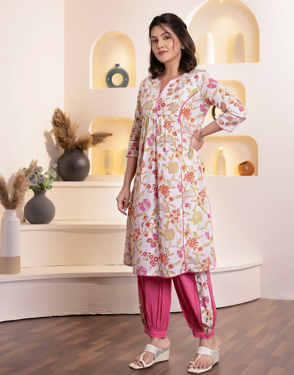 NANDITA PINK PRINTED KURTA PANTS SET