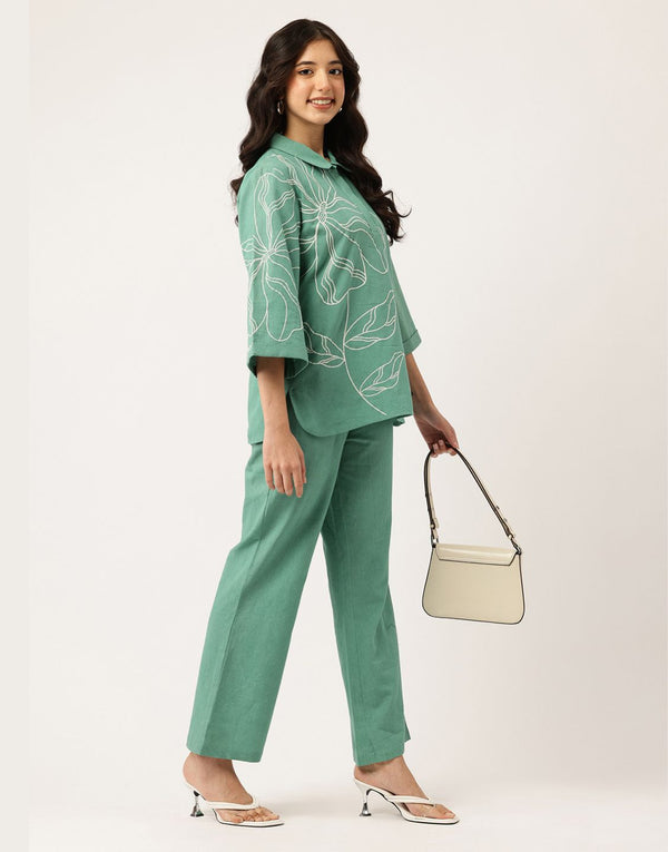 NARA GREEN EMBROIDERED CO-ORD SET