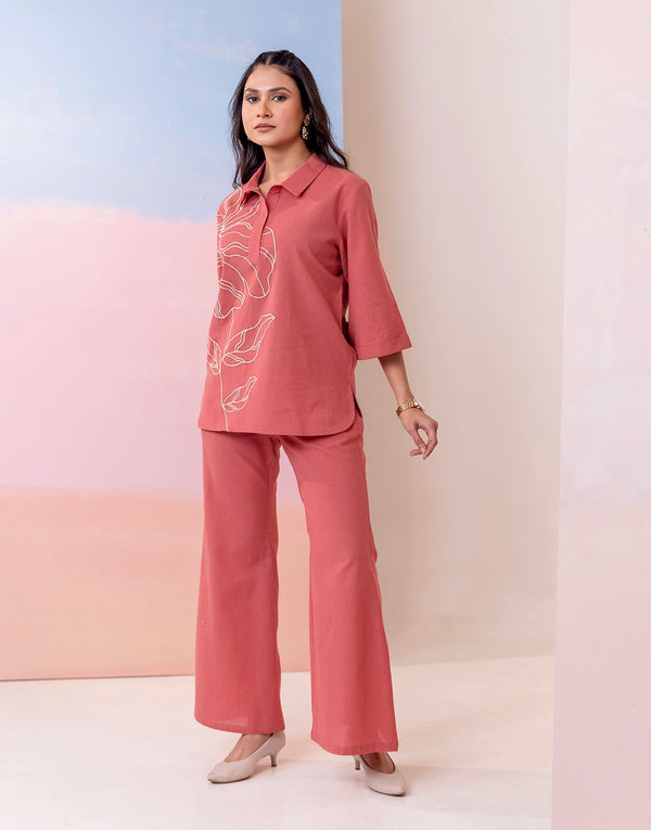 NARA RUST EMBROIDERED CO-ORD SET