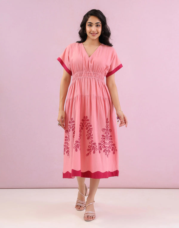 NIXIE PINK EMBROIDERED DRESS