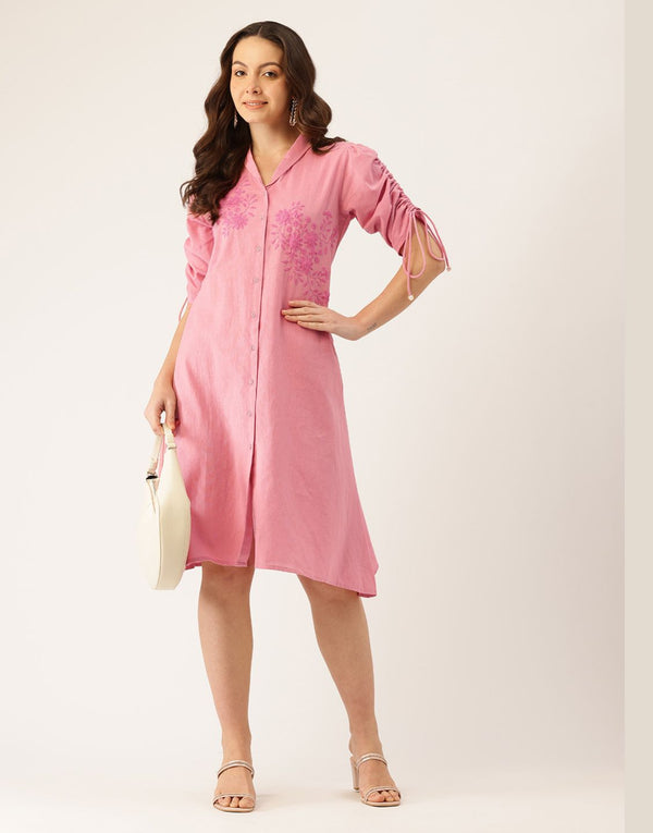 NOVA PINK EMBROIDERED DRESS