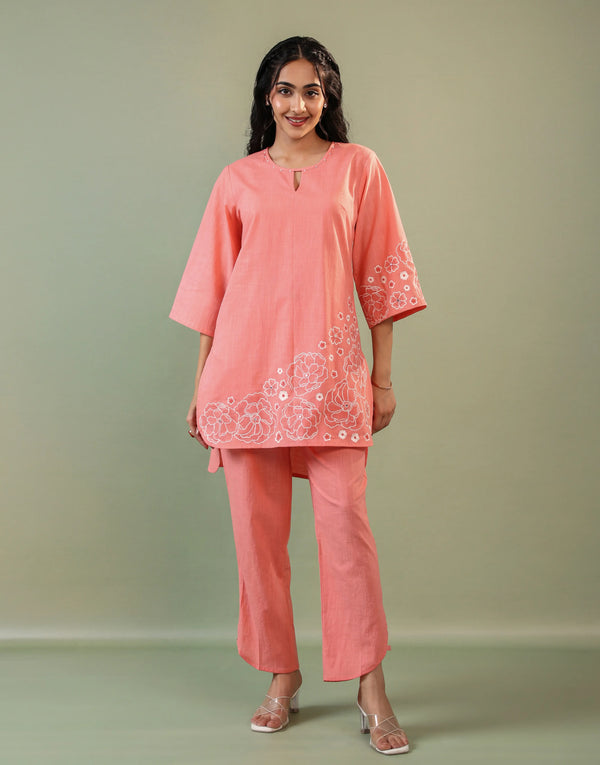 NUTTY PINK EMBROIDERED CO-ORD SET