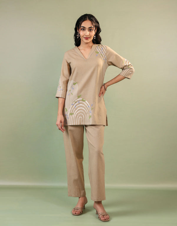 PENNY BEIGE EMBROIDERED CO-ORD SET