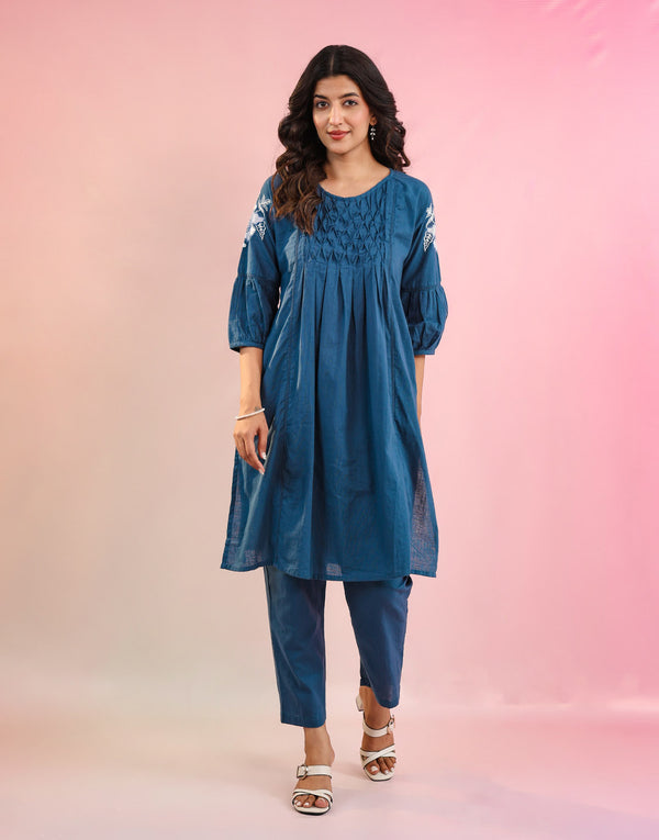 PRANAVI BLUE  EMBROIDERED KURTA SET