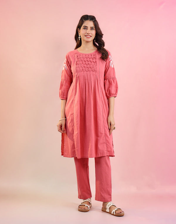 PRANAVI PINK EMBROIDERED KURTA SET