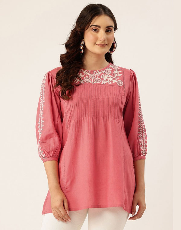 RAAYA CORAL EMBROIDERED TOPS