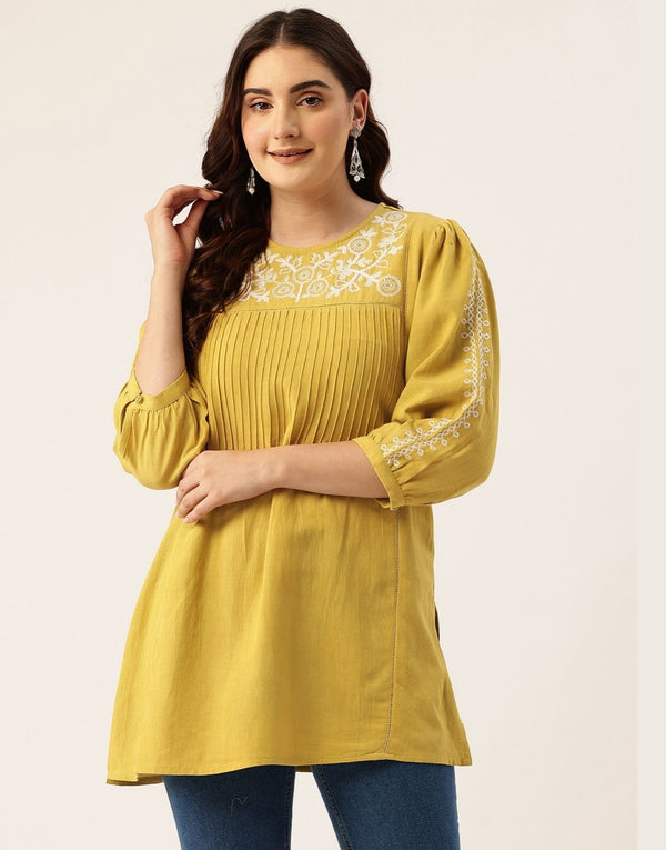 RAAYA LIME GREEN EMBROIDERED TOPS