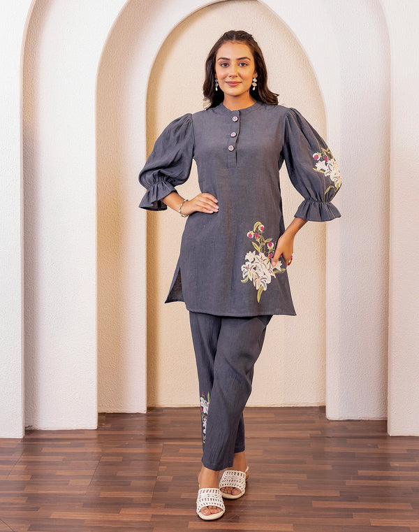 RANIA BLUE EMBROIDERED CO-ORD SET