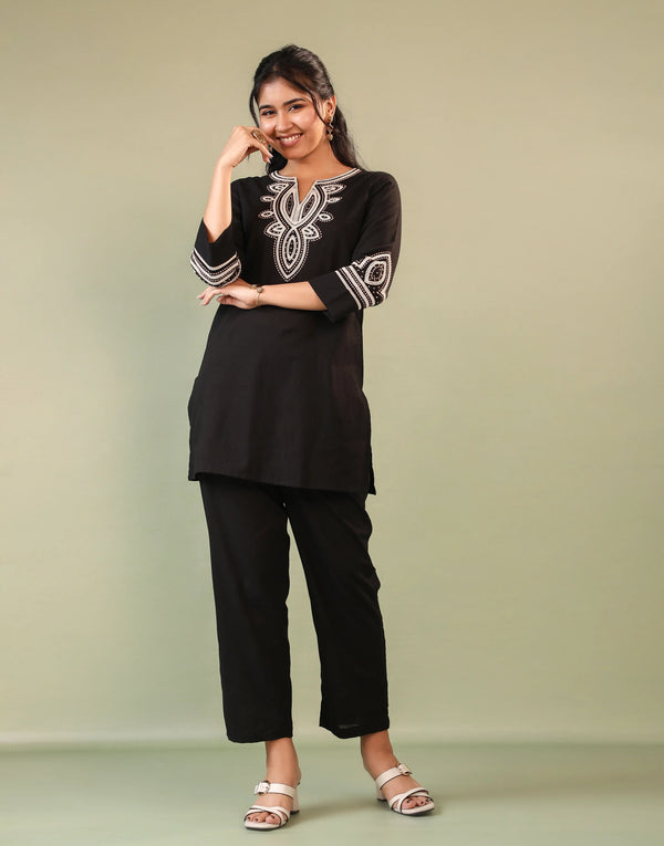 RIYA BLACK EMBROIDERED CO-ORD SET