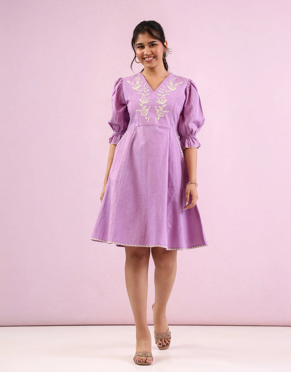 ROSIE PURPLE EMBROIDERED DRESS